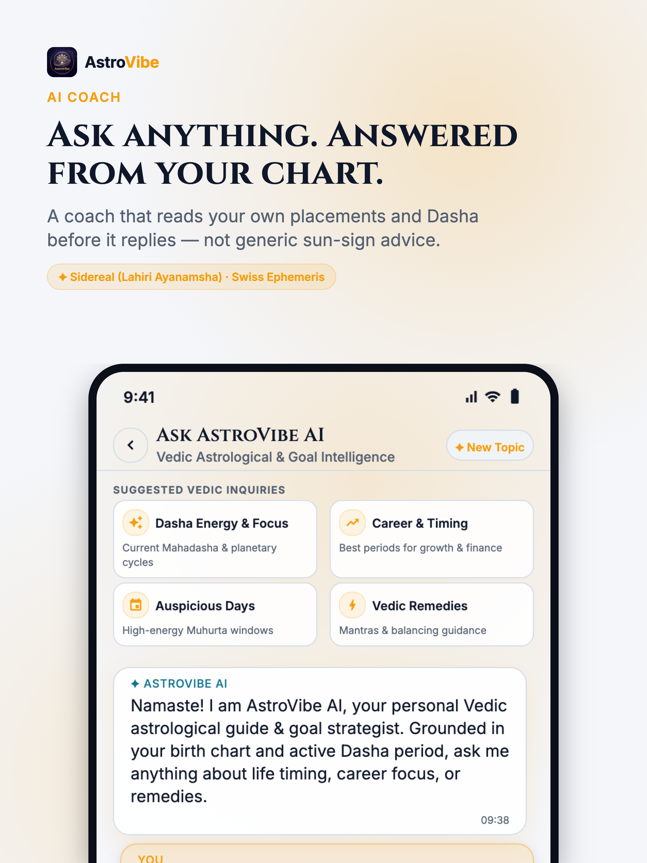 Vedic AI Life Coach Interface